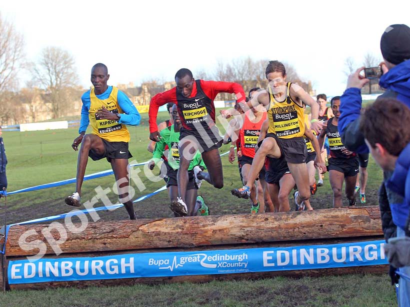 Mens 3k, Asbel Kiprop, Eliud Kipchoge and Ross Millington,  BUPA Great Edinburgh Cross Country.